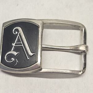 Vintage Swank Initial Letter ( A ) Small Size Belt Buckle- Black & Silver